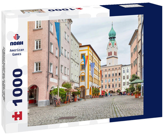 Noah Jigsaw Puzzle Colored buildings in the center of Rosenheim and tower of St. Nicholas Church, Germany 1000 pieces