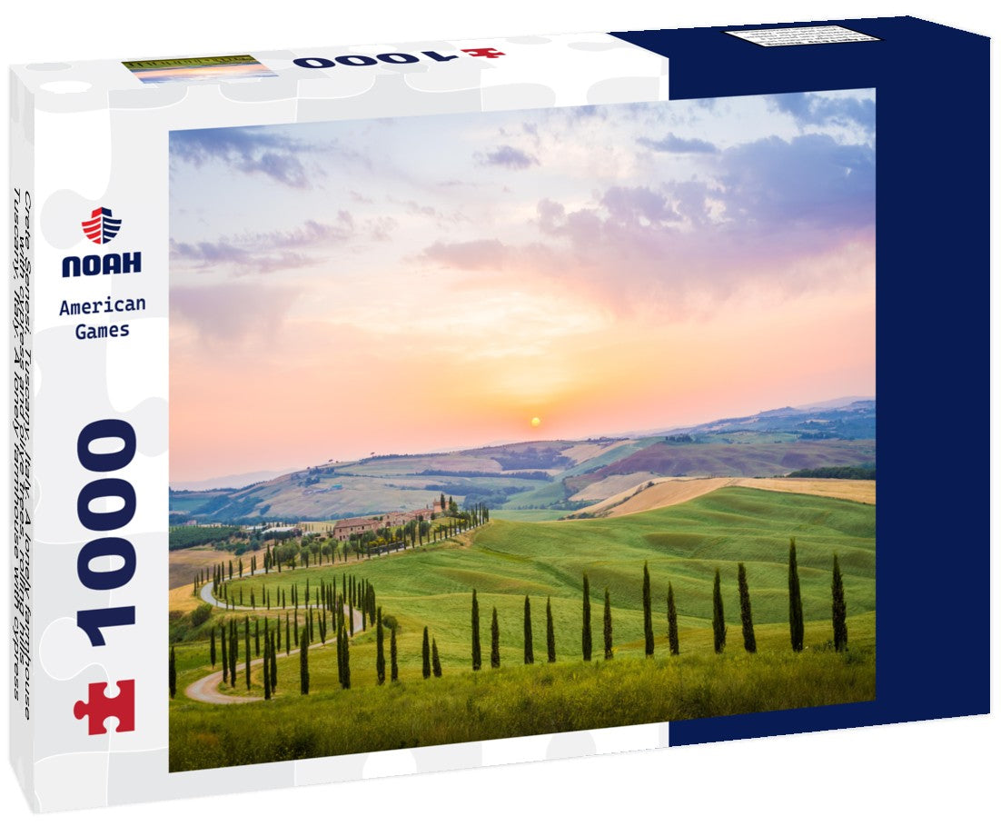 Noah Jigsaw Puzzle Crete Senesi, Tuscany, Italy. A lonely farmhouse with cypress and olive trees, rolling hills, Tuscany, Italy. A lonely farmhouse with cypress and olive trees, rolling hills 1000 pieces