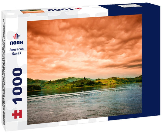 Noah Jigsaw Puzzle Sunset at Lake Bunyonyi in Uganda, Africa, on the borders of Uganda, Congo and Rwanda, not far from Bwindi National Park, home of the last mountain gorillas 1000 pieces