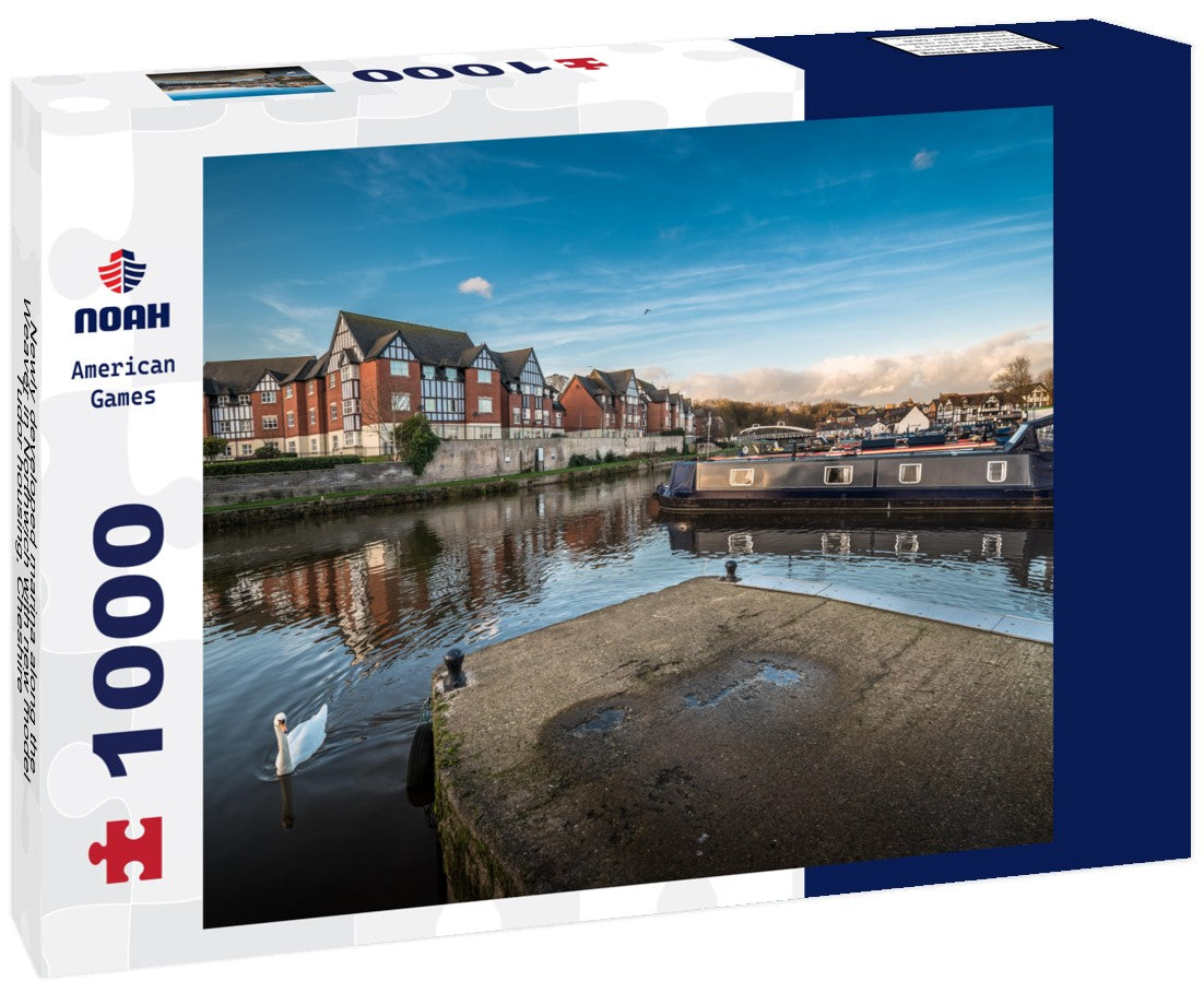 Noah Jigsaw Puzzle Newly developed marina along the Weaver in Northwich with new model Tudor housing, Cheshire 1000 pieces