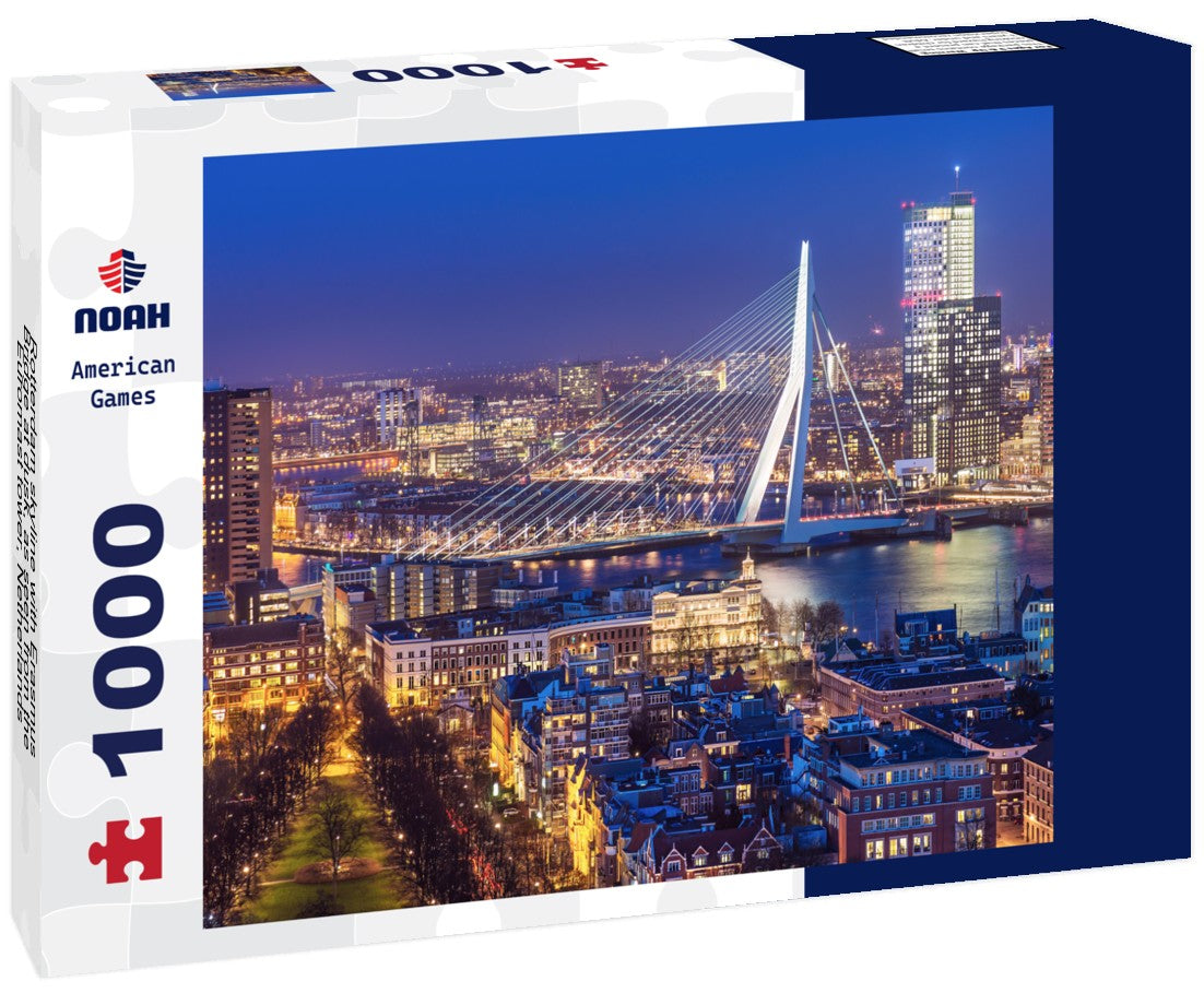 Noah Jigsaw Puzzle Rotterdam skyline with Erasmus Bridge at dusk, as seen from the Euromast tower, Netherlands 1000 pieces
