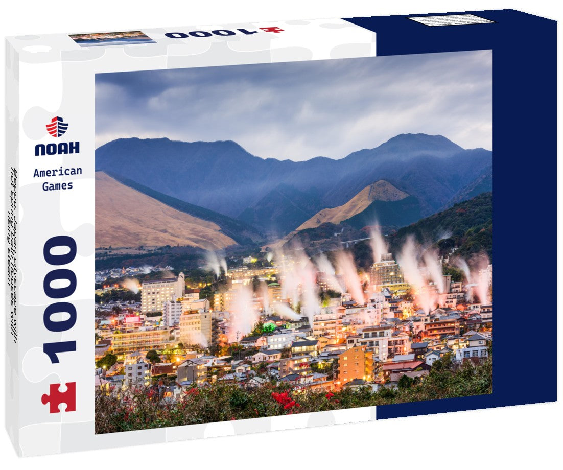 Noah Jigsaw Puzzle Beppu, Japan cityscape with hot spring bath houses with rising steam 1000 pieces
