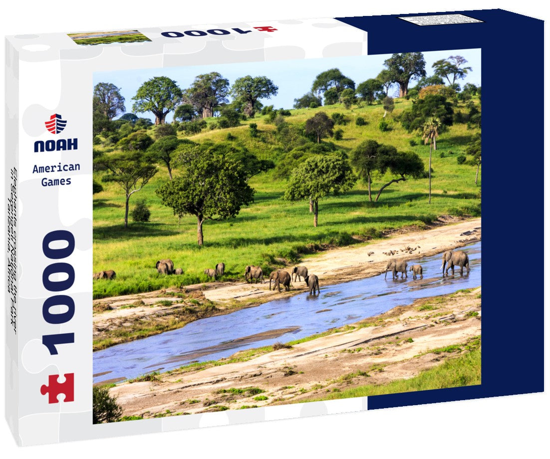 Noah Jigsaw Puzzle Elephants crossing the river in Serengeti National Park, Tanzania, Africa 1000 pieces