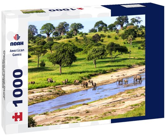 Noah Jigsaw Puzzle Elephants crossing the river in Serengeti National Park, Tanzania, Africa 1000 pieces