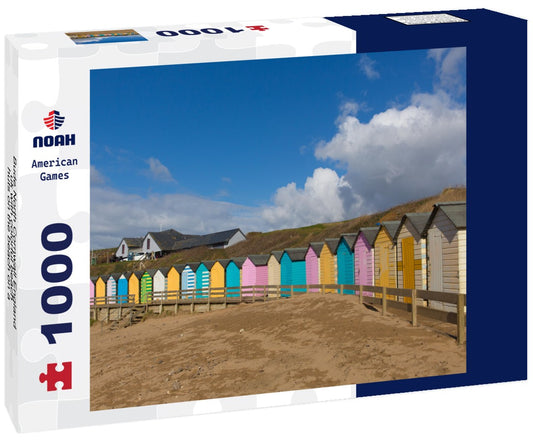 Noah Jigsaw Puzzle Bude North Cornwall England uk with colorful beach huts on the beach on a beautiful day 1000 pieces