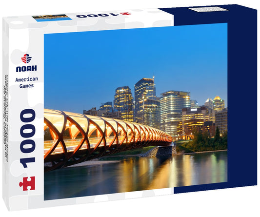 Noah Jigsaw Puzzle Calgary City with Peace Bridge and skyscrapers in Alberta in the evening, Canada 1000 pieces