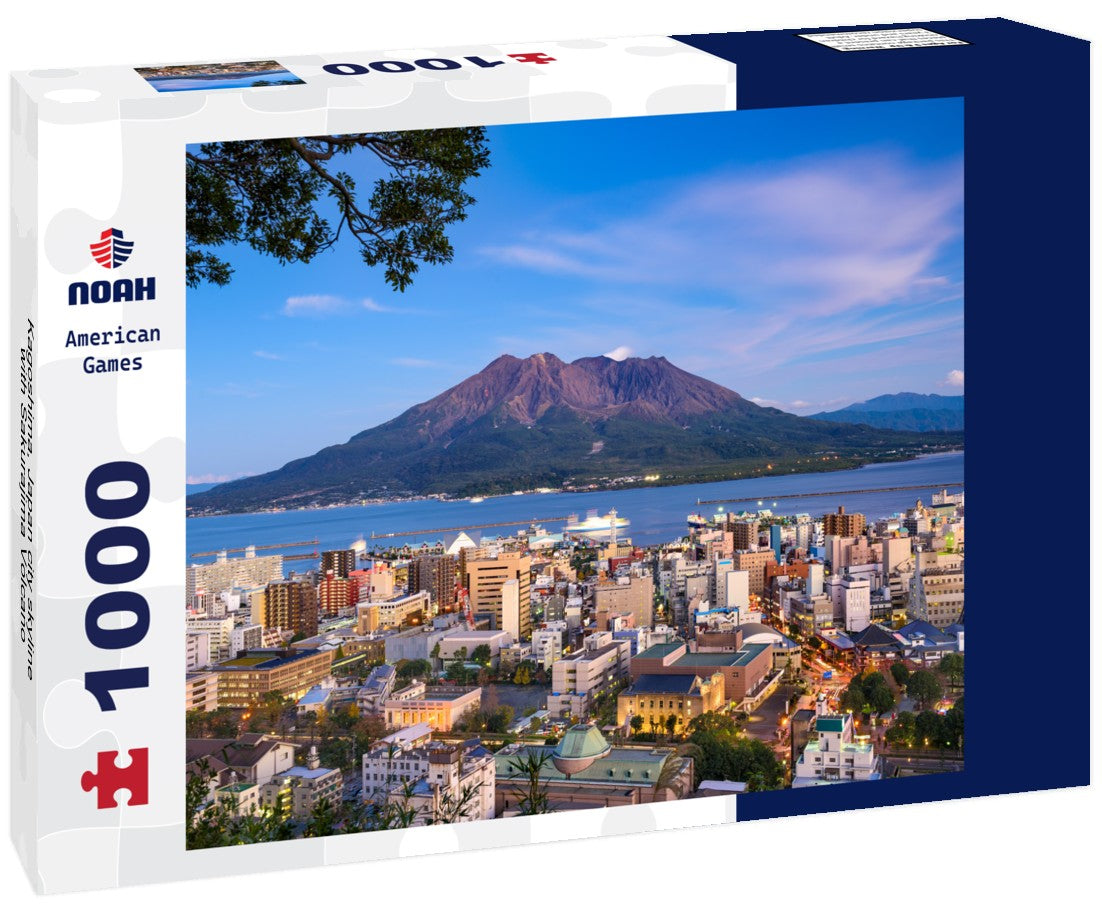 Noah Jigsaw Puzzle Kagoshima, Japan city skyline with Sakurajima Volcano 1000 pieces