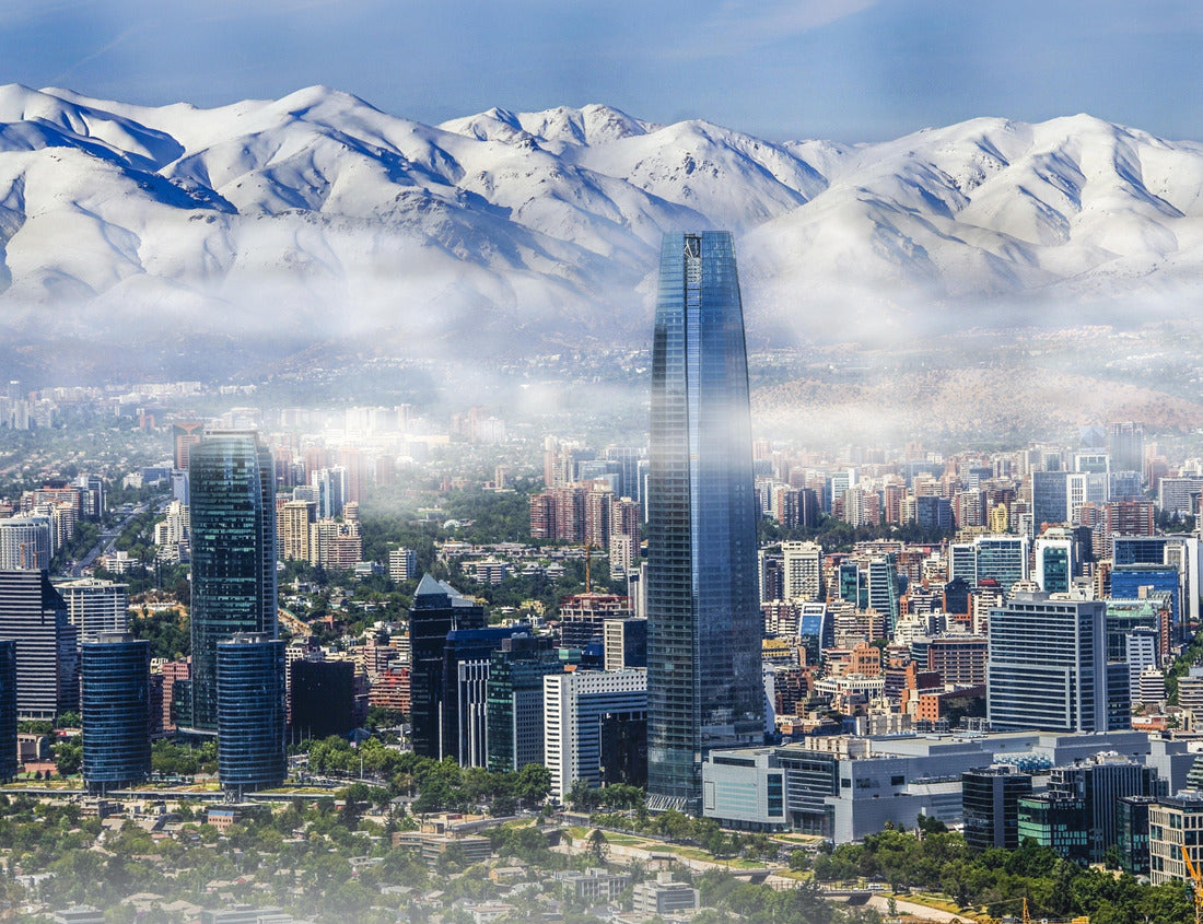 Noah Jigsaw Puzzle Aerial view on skyscrapers of the financial district Santiago, capital of Chile under the fog of the early morning 1000 pieces