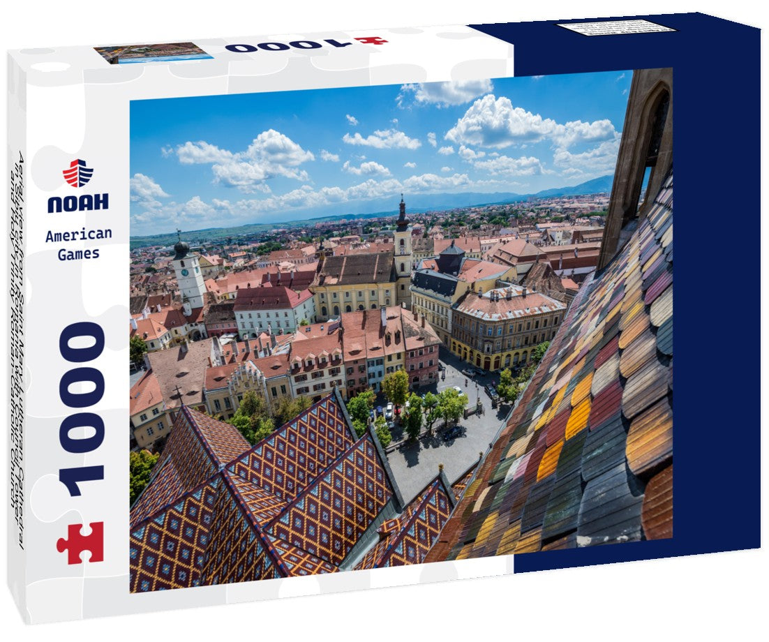 Noah Jigsaw Puzzle Aerial view from Saint Mary Lutheran Cathedral in Sibiu city in Romania with Council Tower and Holy Trinity Roman-Catholic Church 1000 pieces