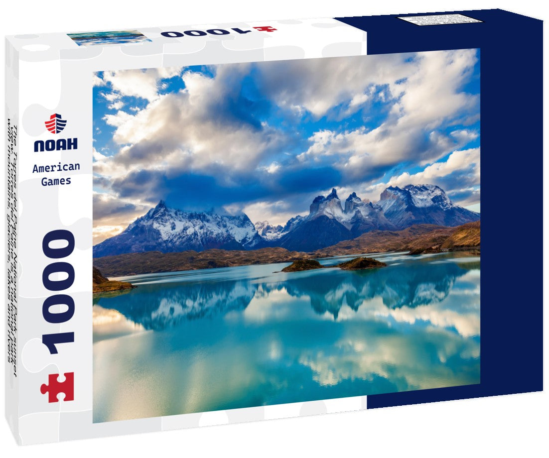 Noah Jigsaw Puzzle The Torres del Paine National Park sunset view. Torres del Paine is a national park with mountains, glaciers, lakes and rivers in southern Patagonia, Chile 1000 pieces