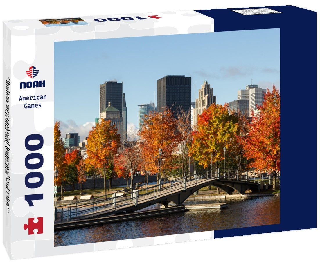 Noah Jigsaw Puzzle Skyline and colorful trees in the historic district of Montreal from the Old Port in the fall, Canada 1000 pieces