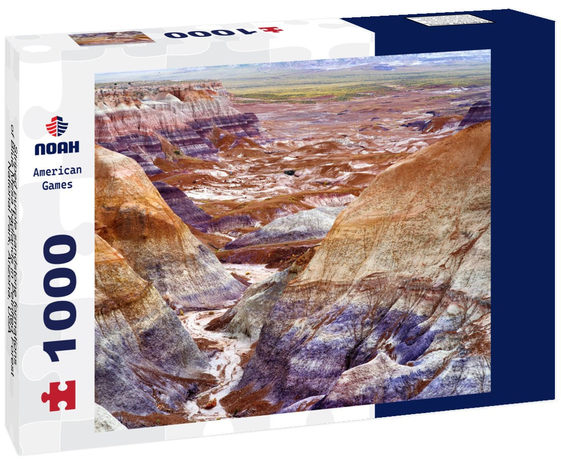 Noah Jigsaw Puzzle Striped purple sandstone formations of Blue Mesa badlands in Petrified Forest National Park, Arizona, USA 1000 pieces
