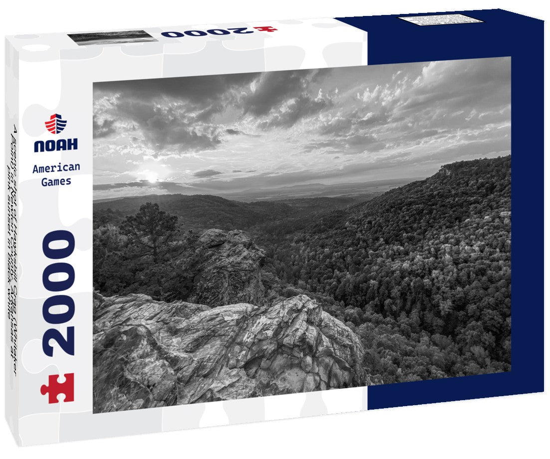 Noah Jigsaw Puzzle A scenic shot of Hawksbill Crag (Whitaker Point) in Newton County, Arkansas at pink sunset in black white 2000 pieces