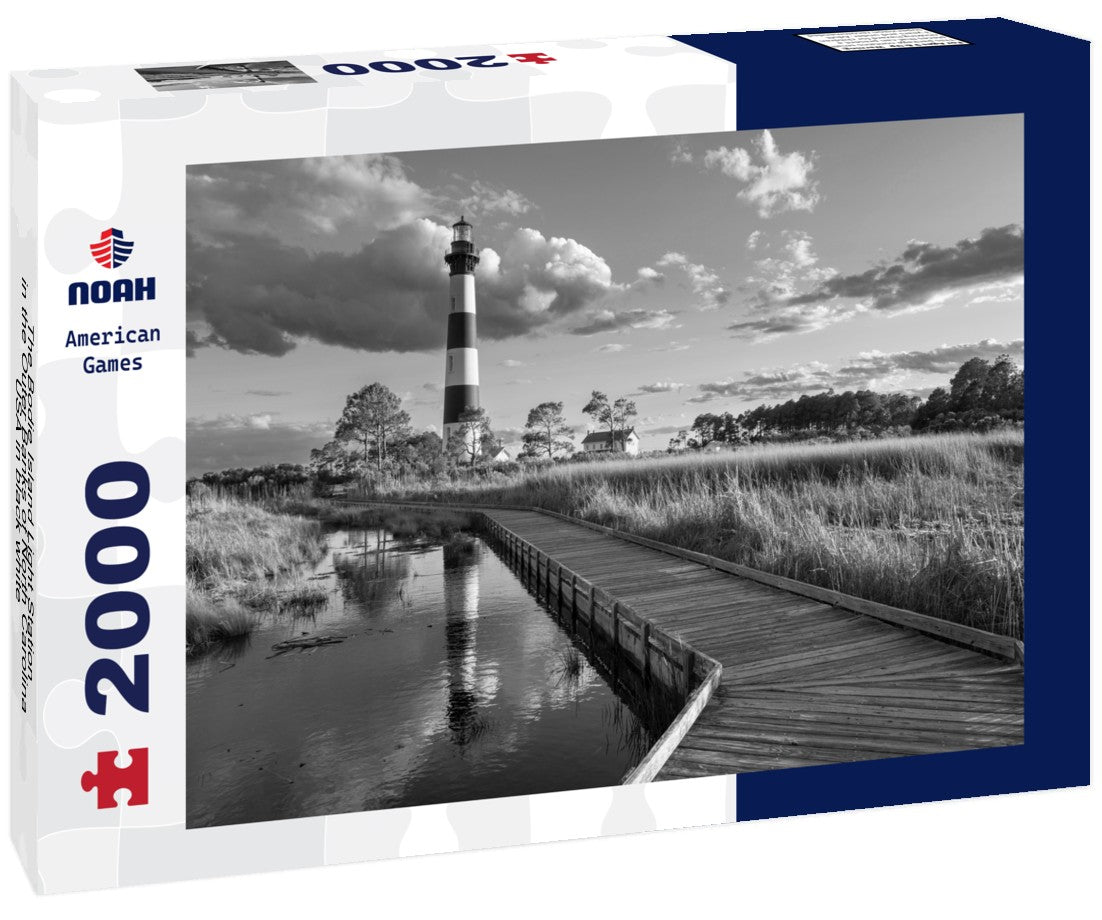 Noah Jigsaw Puzzle The Bodie Island Light Station in the Outer Banks of North Carolina, USA in black white 2000 pieces