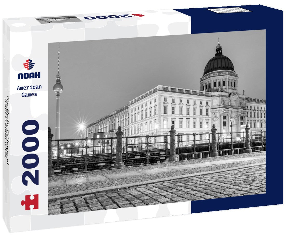 Noah Jigsaw Puzzle The Berlin TV tower at night in black white 2000 pieces