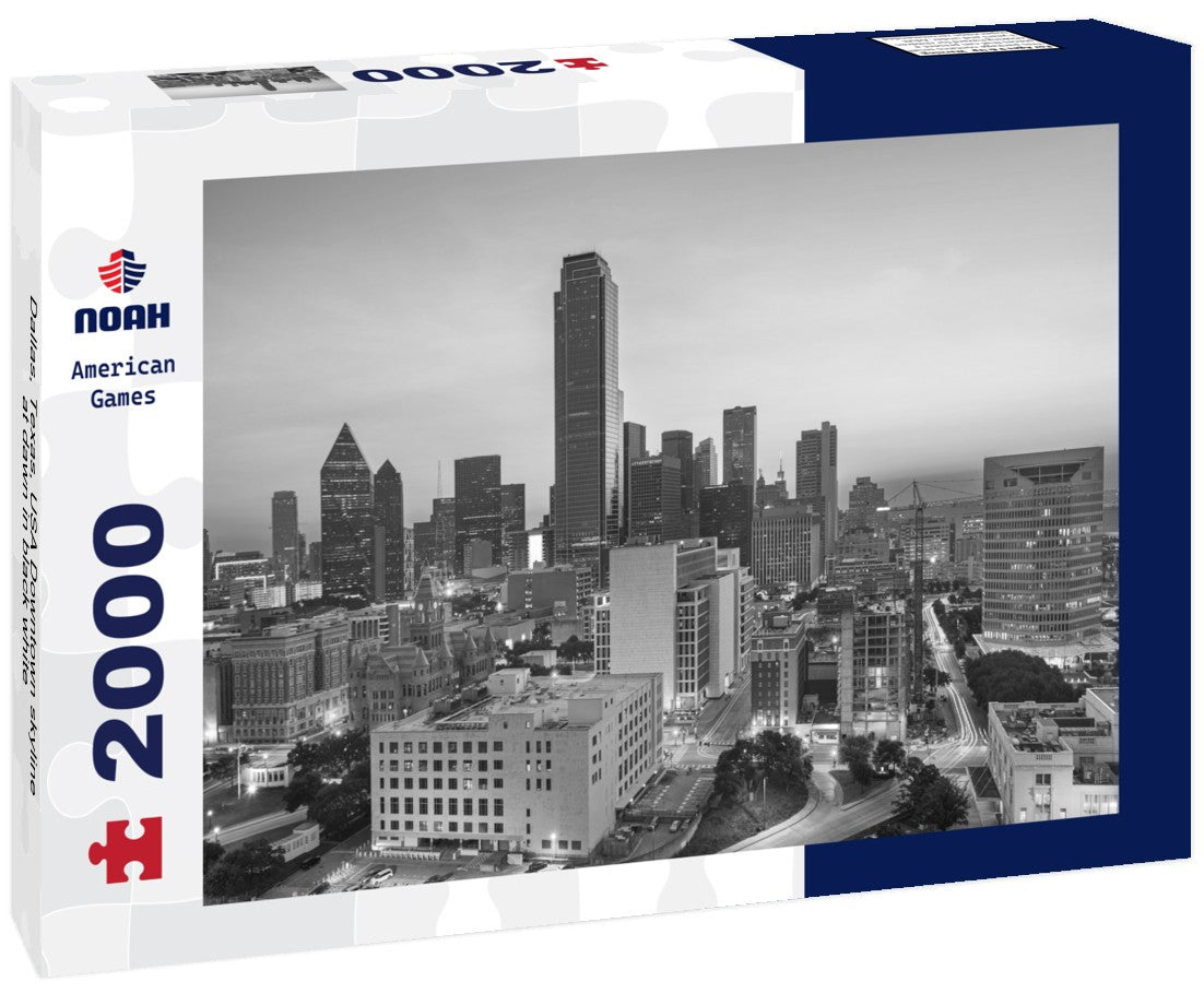 Noah Jigsaw Puzzle Dallas, Texas, USA Downtown skyline at dawn in black white 2000 pieces