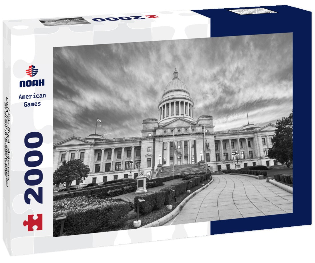 Noah Jigsaw Puzzle Little Rock, Arkansas, USA from the state capitol at dusk in black white 2000 pieces