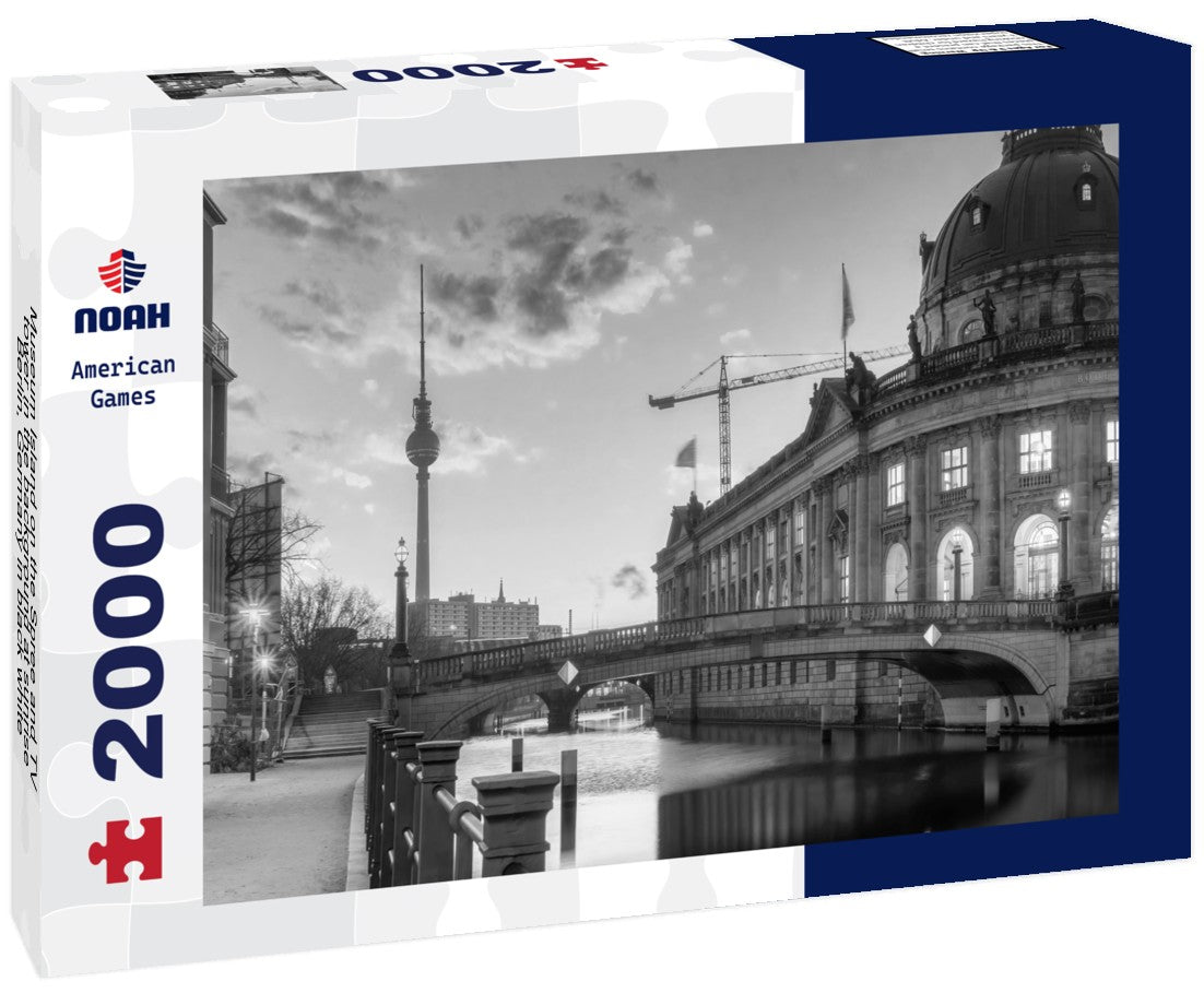 Noah Jigsaw Puzzle Museum Island on the Spree and TV tower in the background at sunrise, Berlin, Germany in black white 2000 pieces