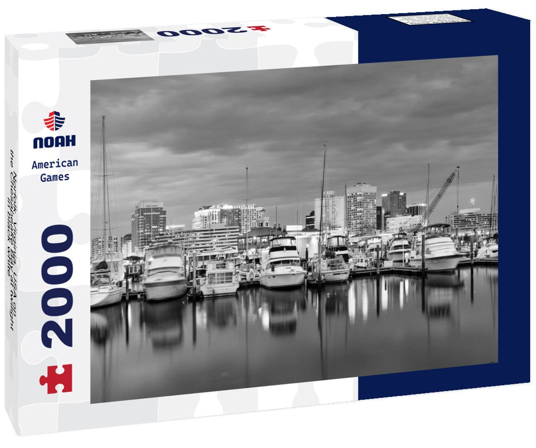 Noah Jigsaw Puzzle Norfolk, Virginia, USA on the Chesapeake Bay at twilight in black white 2000 pieces