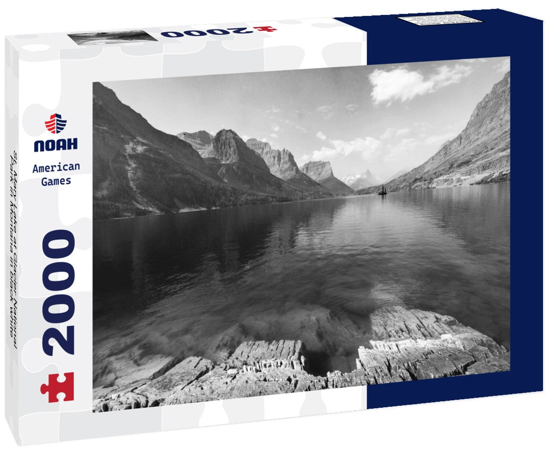 Noah Jigsaw Puzzle St. Mary Lake at Glacier National Park in Montana in black white 2000 pieces