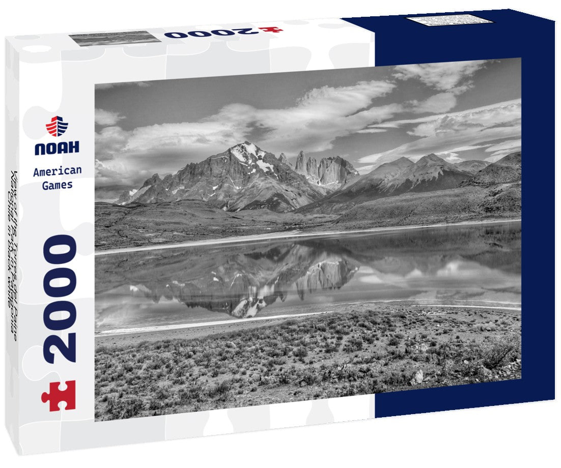Noah Jigsaw Puzzle View of the Torres del Paine National Park in Patagonia, Chile in black white 2000 pieces