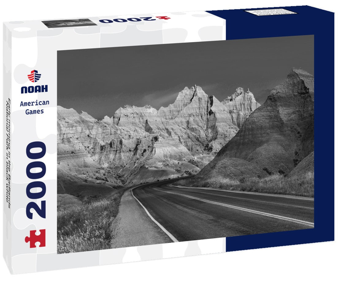 Noah Jigsaw Puzzle Early morning in the Badlands National Park in black white 2000 pieces