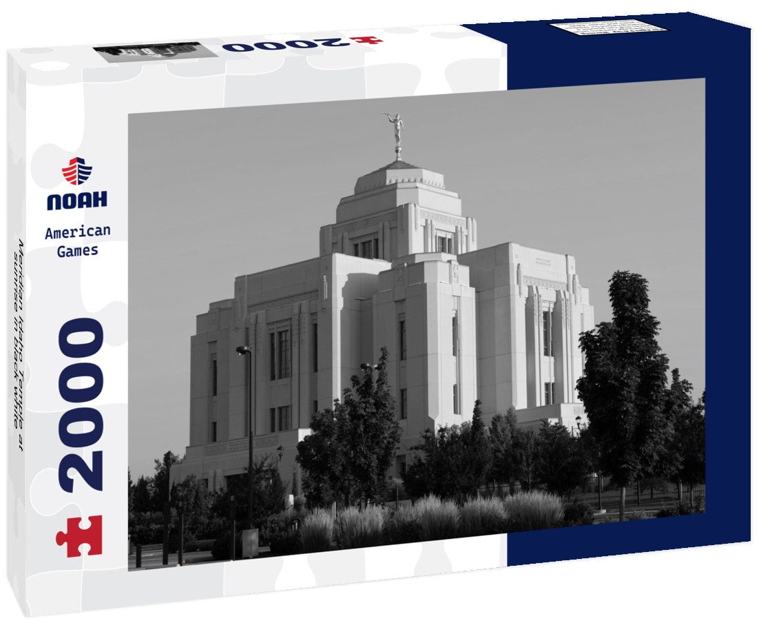 Noah Jigsaw Puzzle Meridian Idaho Temple at sunrise in black white 2000 pieces