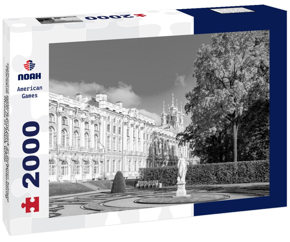 Noah Jigsaw Puzzle Catherine palace and park in autumn foliage, Tsarskoe Selo (Pushkin), Saint Petersburg, Russia in black white 2000 pieces