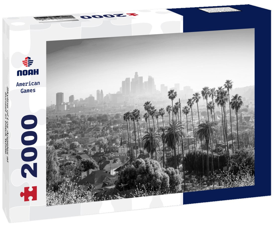Noah Jigsaw Puzzle Skyline of Los Angeles at sunset in black white 2000 pieces