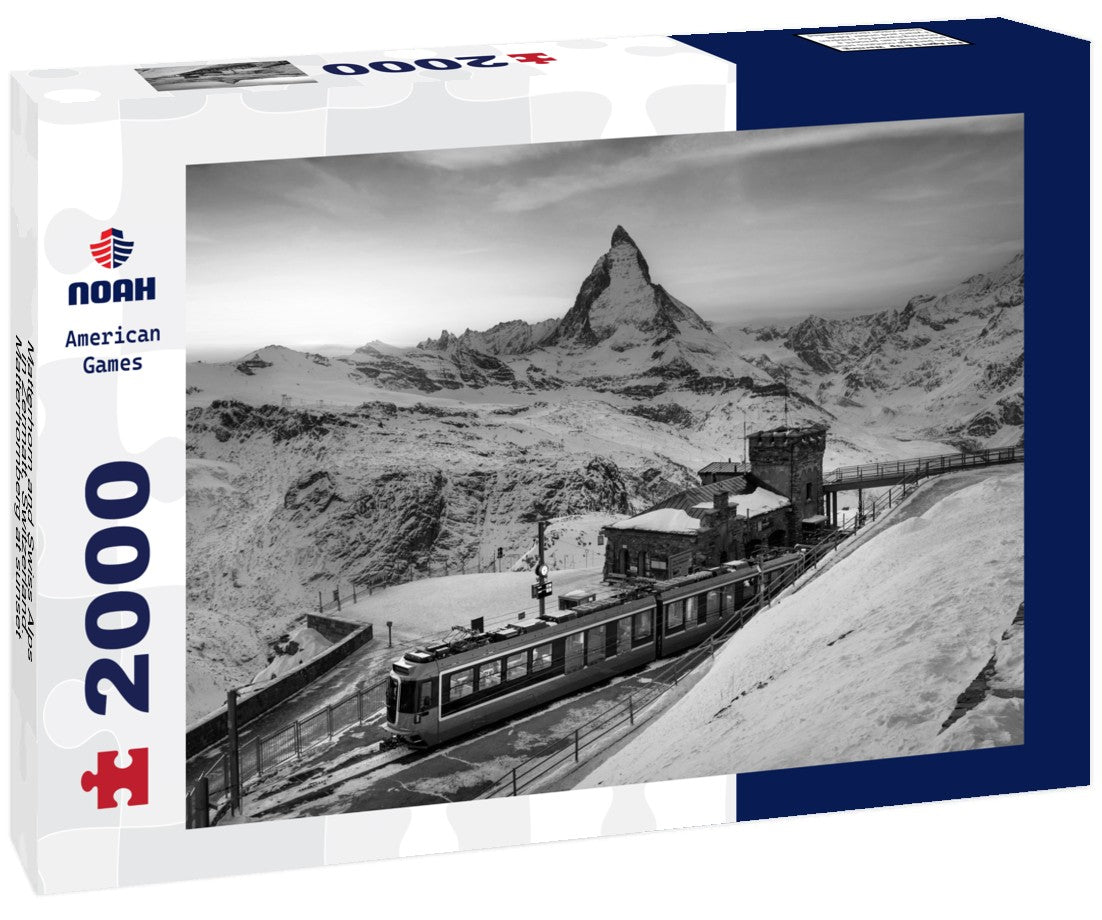 Noah Jigsaw Puzzle Matterhorn and Swiss Alps in Zermatt, Switzerland. Matterhornberg at sunset in black white 2000 pieces
