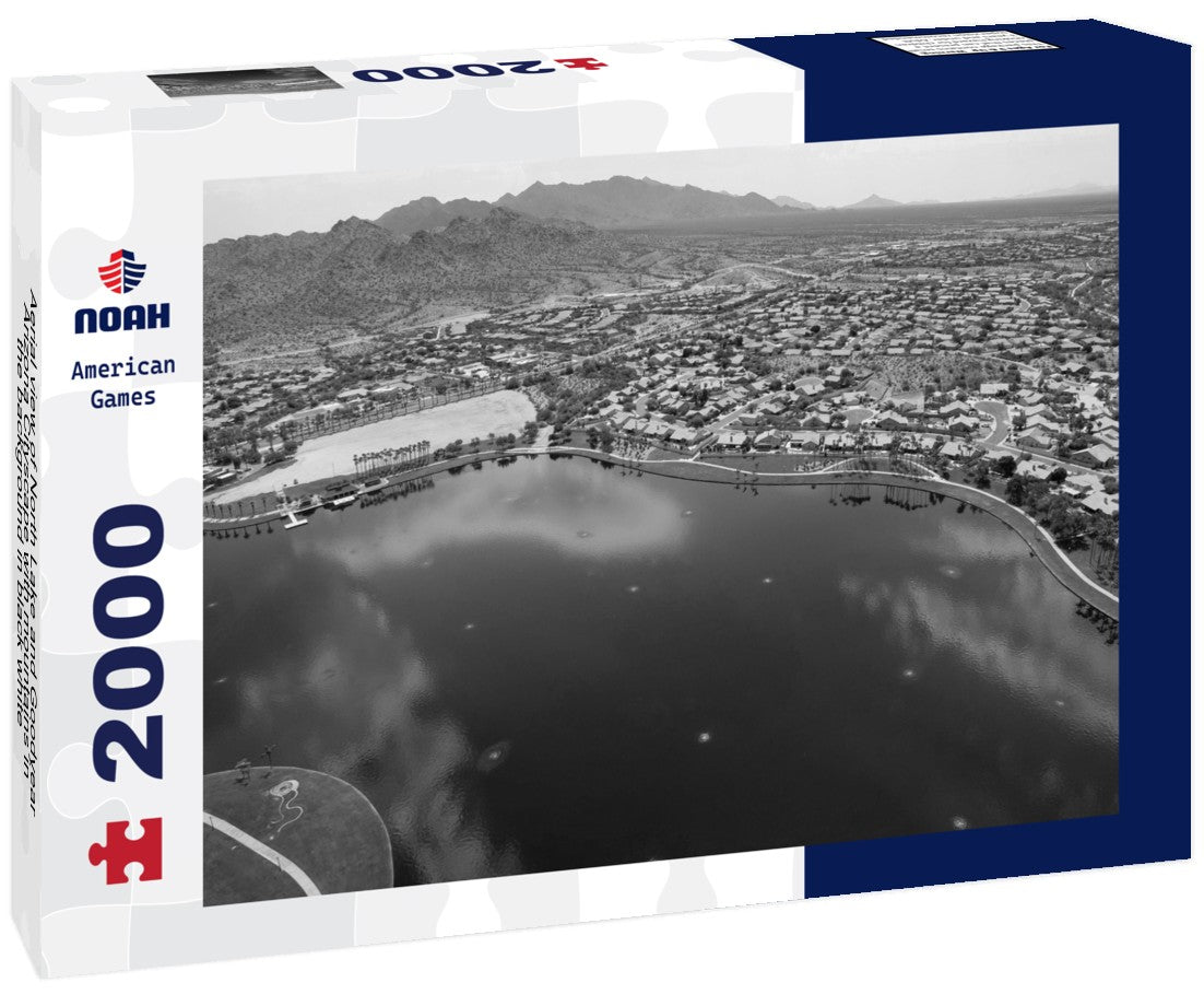 Noah Jigsaw Puzzle Aerial view of North Lake and Goodyear, Arizona Cityscape with mountains in the background in black white 2000 pieces