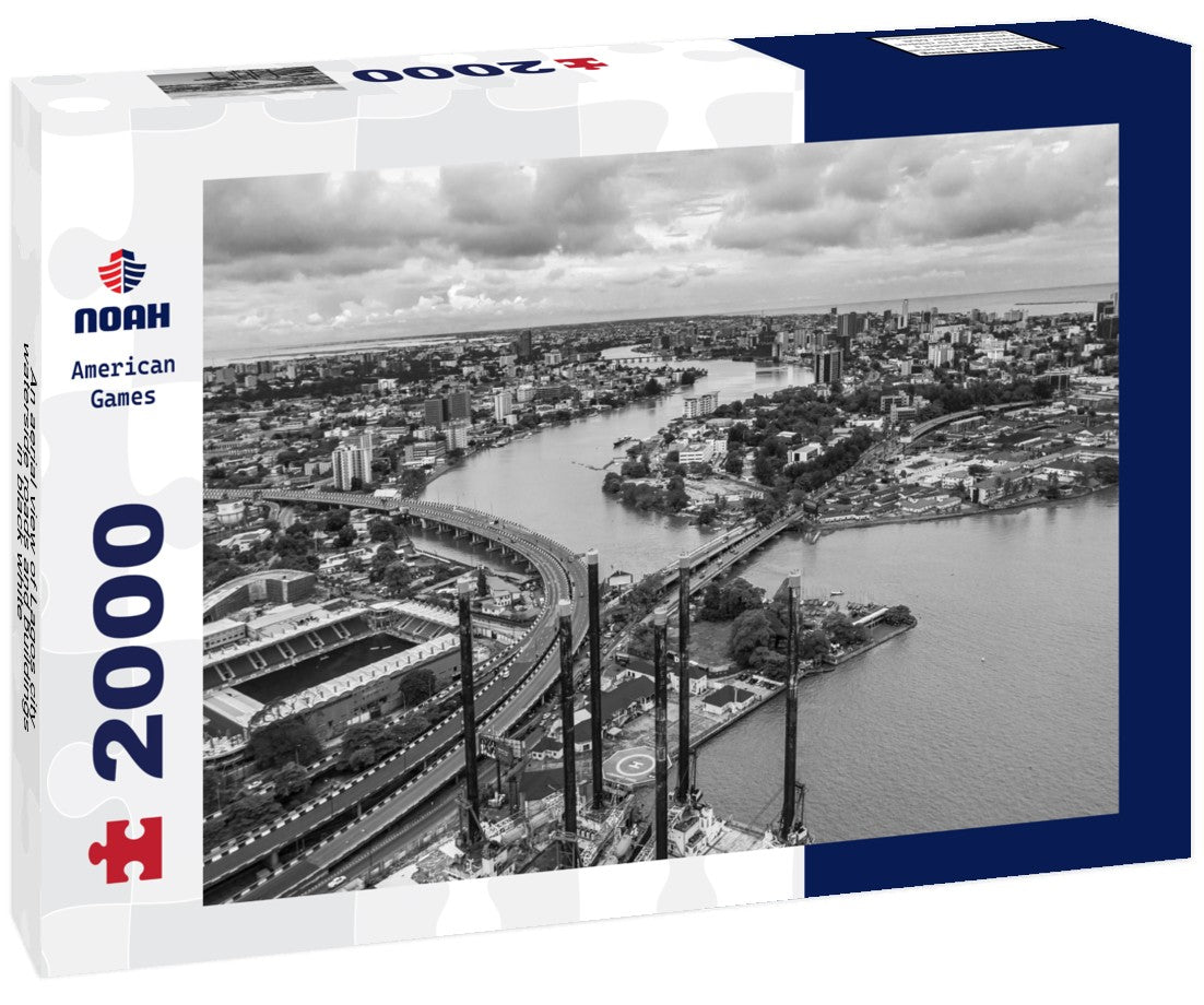 Noah Jigsaw Puzzle An aerial view of Lagos city waterside roads and buildings in black white 2000 pieces