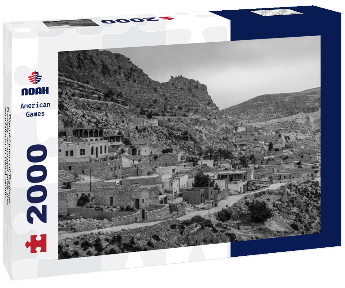 Noah Jigsaw Puzzle The old town of Toujane, Tunisia, at sunset after the sandstorm in black white 2000 pieces