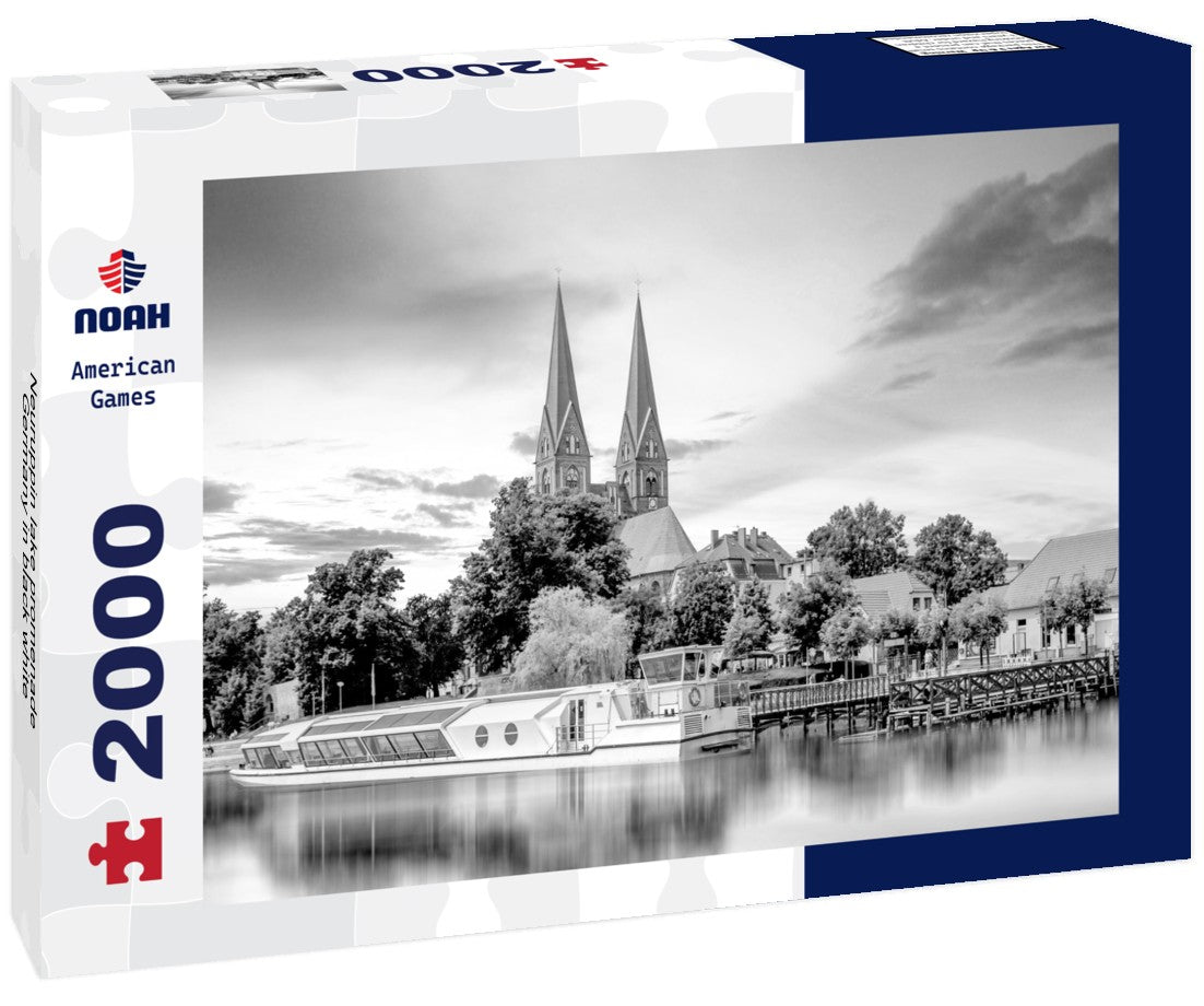 Noah Jigsaw Puzzle Neuruppin lake promenade, Germany in black white 2000 pieces