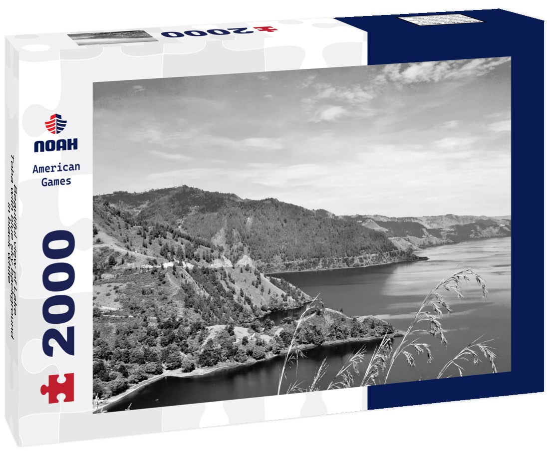 Noah Jigsaw Puzzle Beautiful view of Lake Toba with blue sky background in black white 2000 pieces