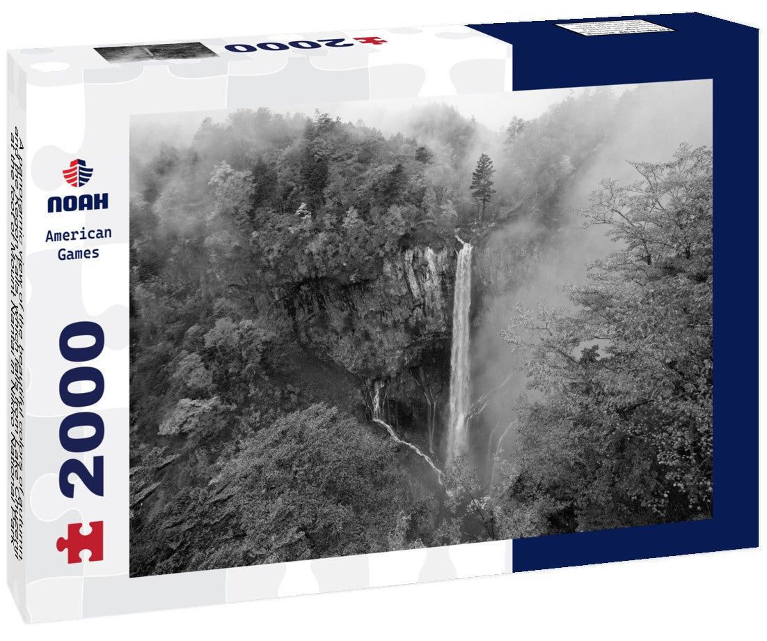 Noah Jigsaw Puzzle A panoramic view of the beautiful colors of autumn and the Kegon Falls, which falls from Lake Chuzenji at the foot of Mount Nantai in Nikko National Park, Tochigi, Japan in black white 2000 pieces