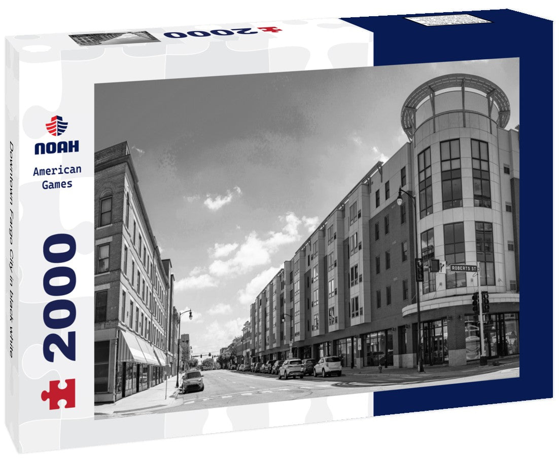 Noah Jigsaw Puzzle Downtown Fargo City in black white 2000 pieces