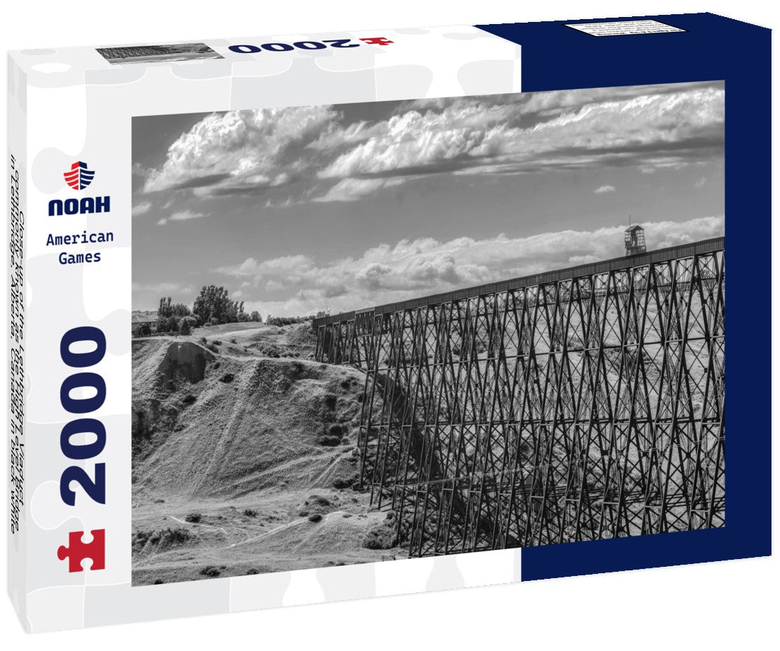 Noah Jigsaw Puzzle Close-up of the Lethbridge Viaduct, commonly known as the High Level Bridge in Lethbridge, Alberta, Canada in black white 2000 pieces