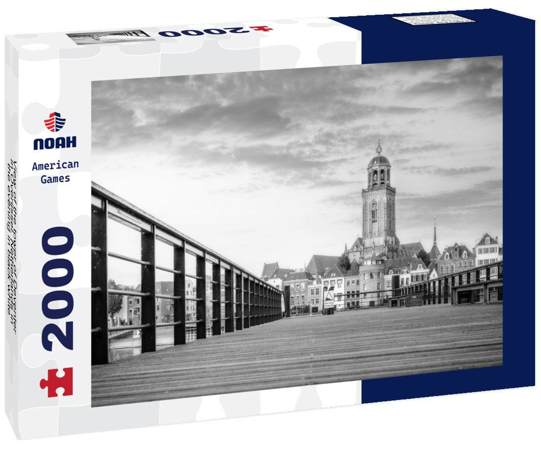 Noah Jigsaw Puzzle View of the tower of Deventer in Overijssel, Netherlands in the evening in black white 2000 pieces