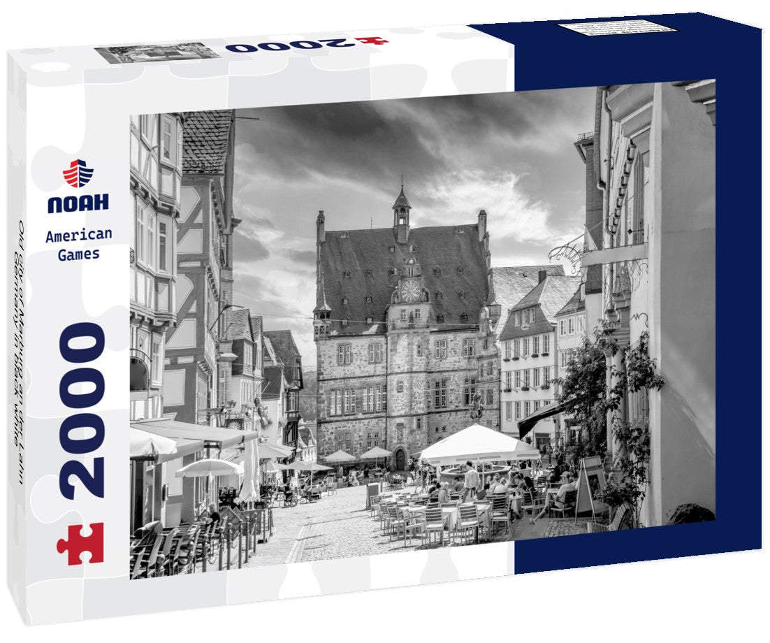 Noah Jigsaw Puzzle Old city of Marburg an der Lahn, Germany in black white 2000 pieces