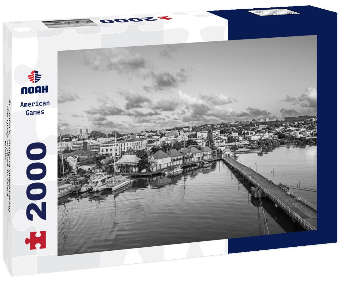 Noah Jigsaw Puzzle St. John's, Antigua overlooking the quay at dusk in black white 2000 pieces