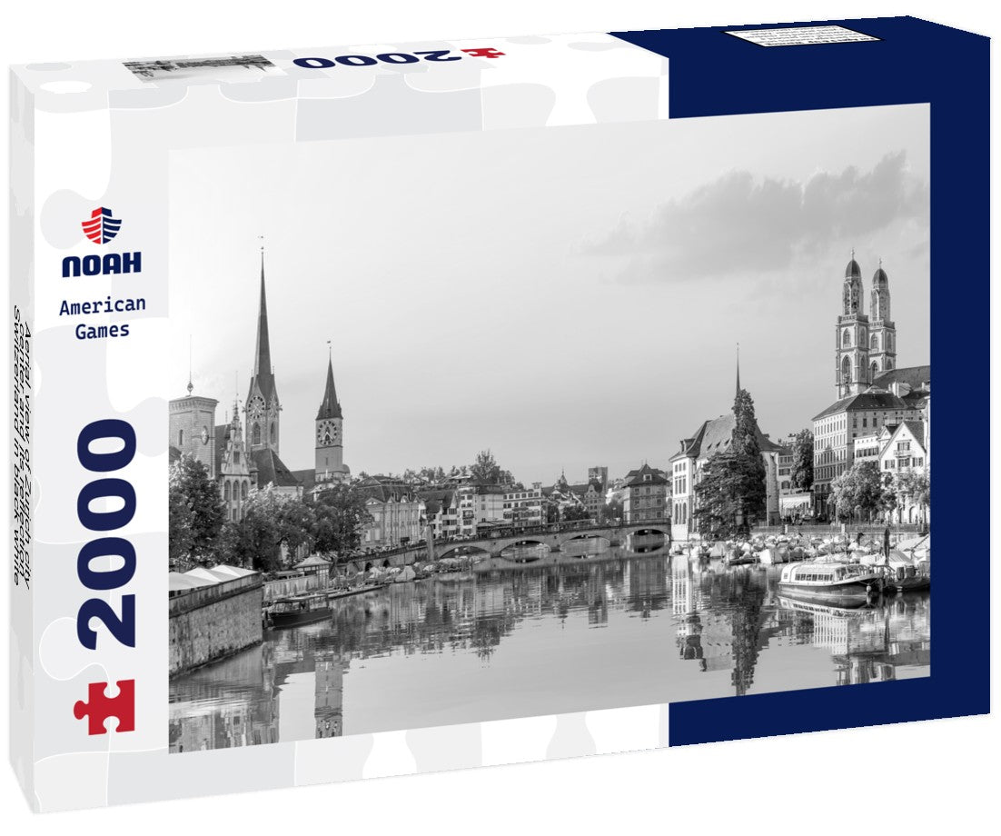 Noah Jigsaw Puzzle Aerial view of Zurich city center and its reflection, Switzerland in black white 2000 pieces