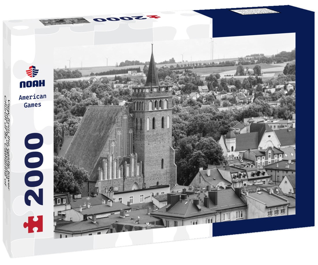 Noah Jigsaw Puzzle View from the castle tower of the city of Brodnica - Church of St. Catherine of Alexandria in black white 2000 pieces