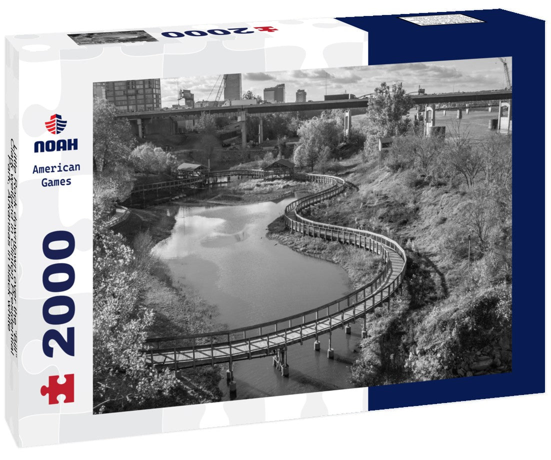 Noah Jigsaw Puzzle Little Rock downtown over the “Bill” Clark wetland in Clinton Presidential Park, Arkansas in black white 2000 pieces