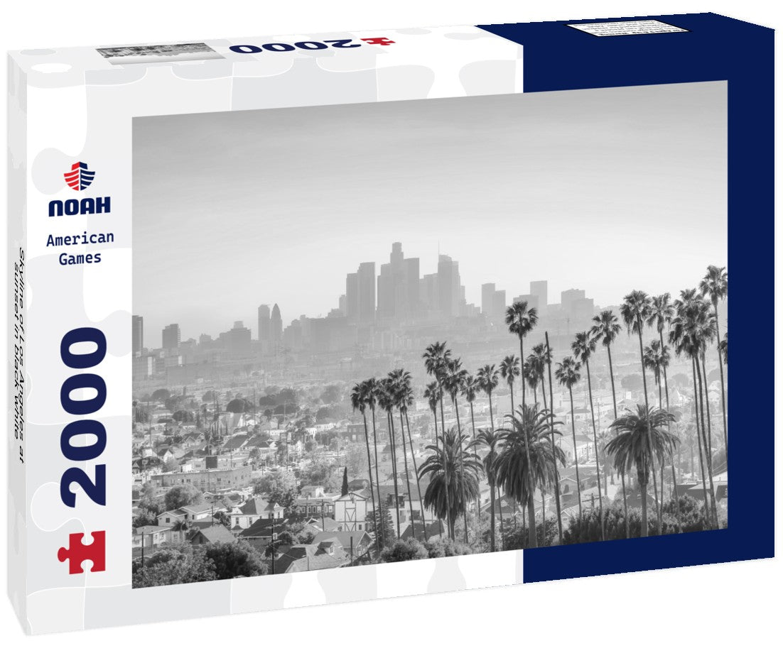 Noah Jigsaw Puzzle Skyline of Los Angeles at sunset in black white 2000 pieces