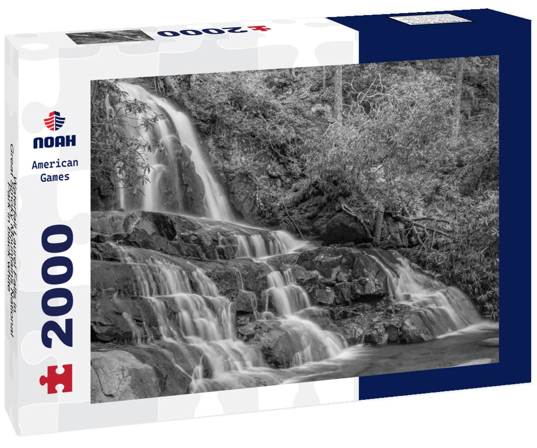 Noah Jigsaw Puzzle Waterfall Laurel Falls in Great Smoky Mountains National Park in black white 2000 pieces