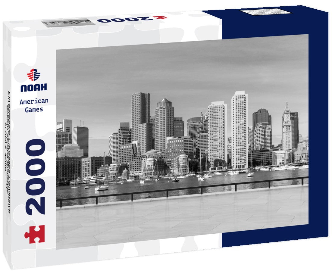 Noah Jigsaw Puzzle Skyscrapers Cityscape Downtown, Boston Skyline Buildings in black white 2000 pieces