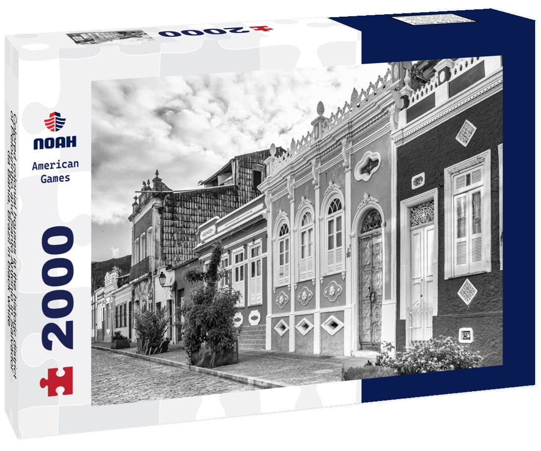 Noah Jigsaw Puzzle Colored colonial houses in the historic district of Pelourinho and Santo Antonio in Salvador da Bahia, Brazil in black white 2000 pieces
