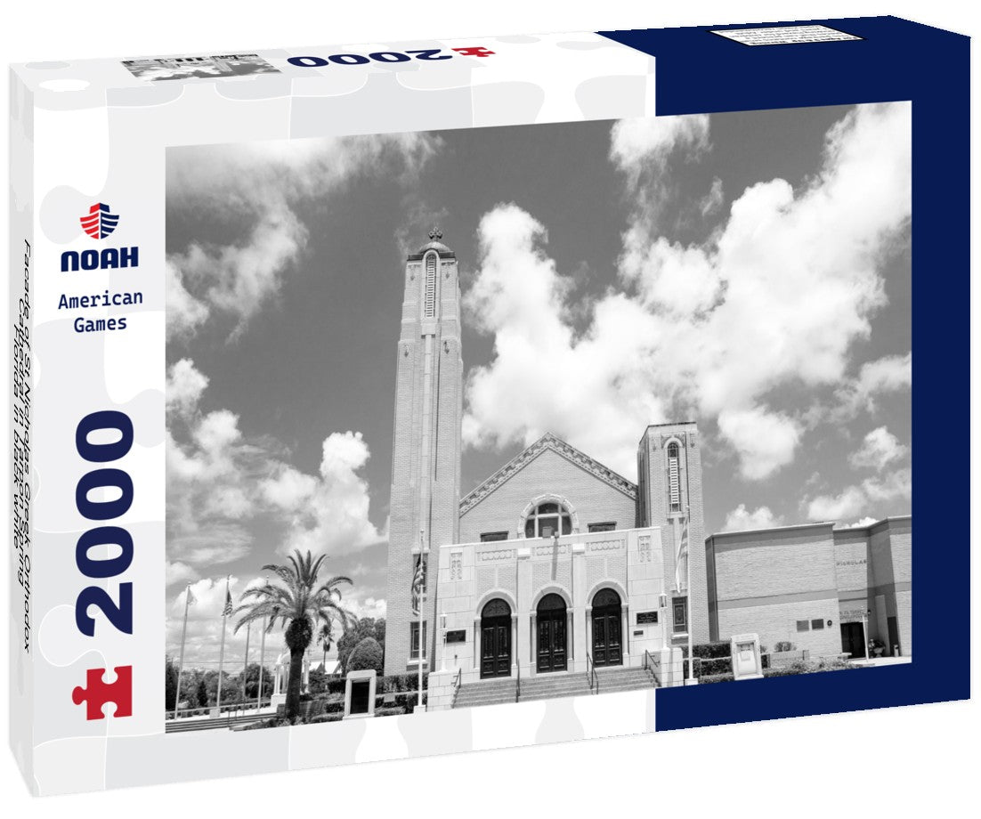 Noah Jigsaw Puzzle Facade of St Nicholas Greek Orthodox Cathedral in Tarpon Spring, Florida in black white 2000 pieces