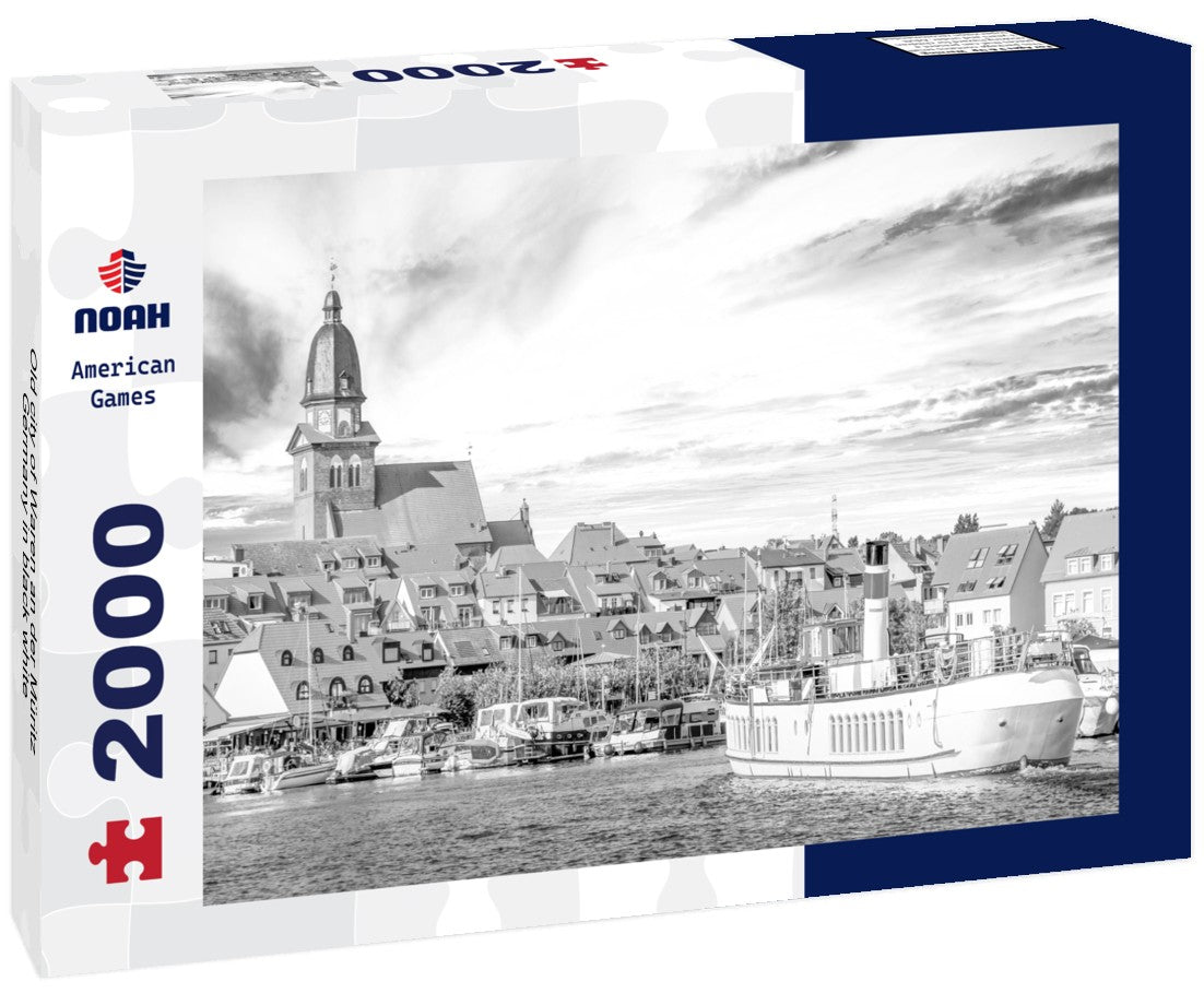 Noah Jigsaw Puzzle Old city of Waren an der Müritz, Germany in black white 2000 pieces
